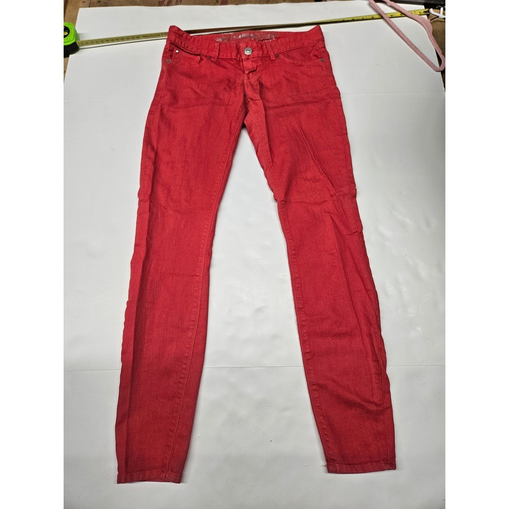 Express Zelda Jean Legging Red Slim Fit Ultra Low Rise Size 2